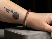 Load image into Gallery viewer, Coiled - Red Genuine Leather Cord &amp; Coiled Guitar String Bracelet
