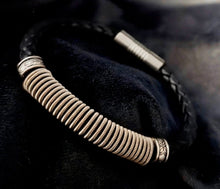 Load image into Gallery viewer, Coiled - Faux Leather &amp; coiled Guitar String Bracelet
