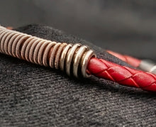 Load image into Gallery viewer, Coiled - Red Genuine Leather Cord &amp; Coiled Guitar String Bracelet
