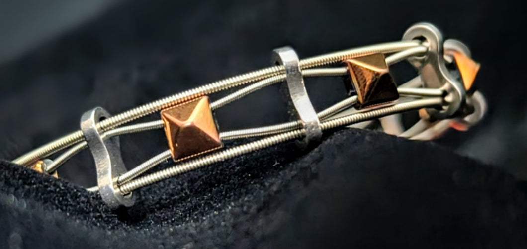 Bronze 'Pyramid' - Guitar String Bracelet