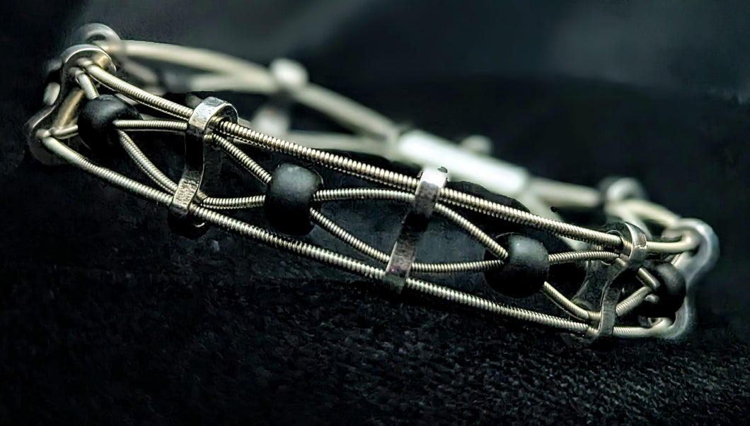Black 'Rondelle' - Guitar String Bracelet