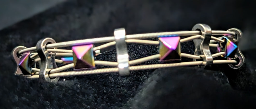 Iridescent 'Pyramid' - Guitar String Bracelet