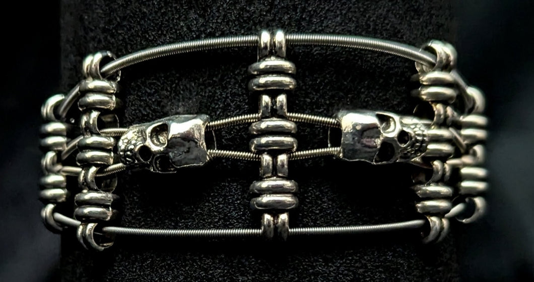 'Ascension Twin Skull' - Guitar String Bracelet