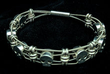 Load image into Gallery viewer, Silver &#39;Flat&#39; Skull - Guitar String Bracelet
