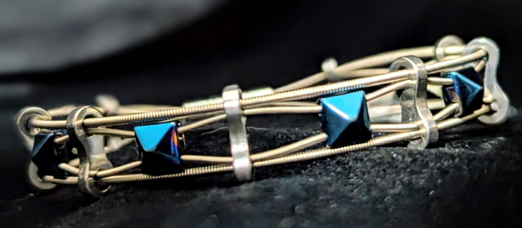 Blue 'Pyramid' - Guitar String Bracelet