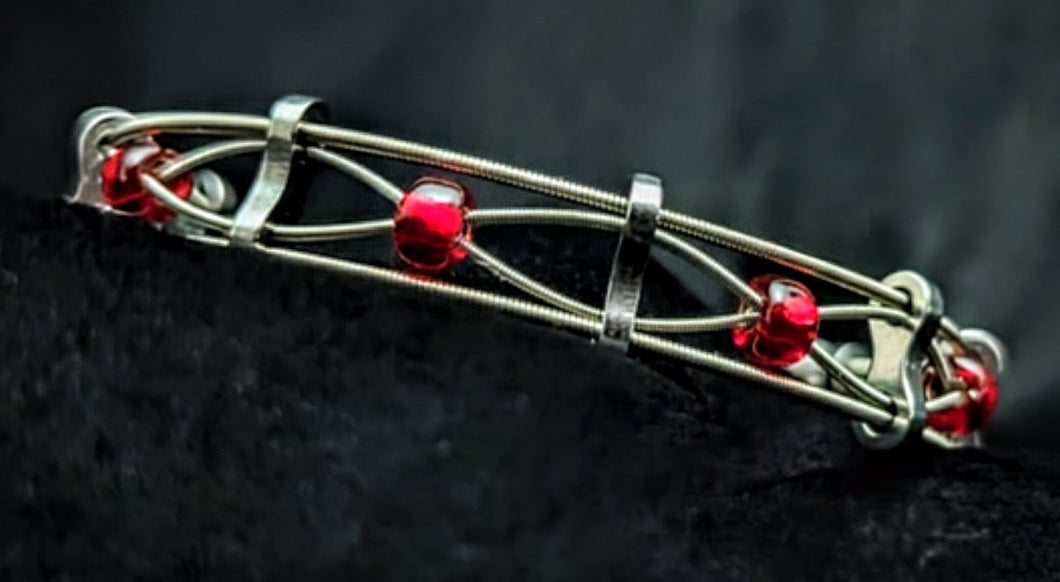 Red 'Rondelle' - Guitar String Bracelet