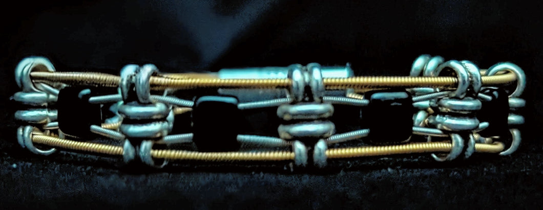 Black/Gold 'Tile' - Guitar String Bracelet