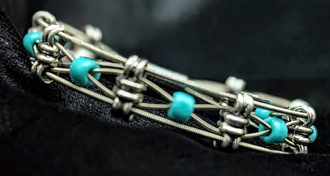 Turquoise 'Rondelle' - Guitar String Bracelet