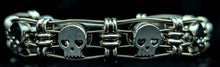 Load image into Gallery viewer, Silver &#39;Flat&#39; Skull - Guitar String Bracelet
