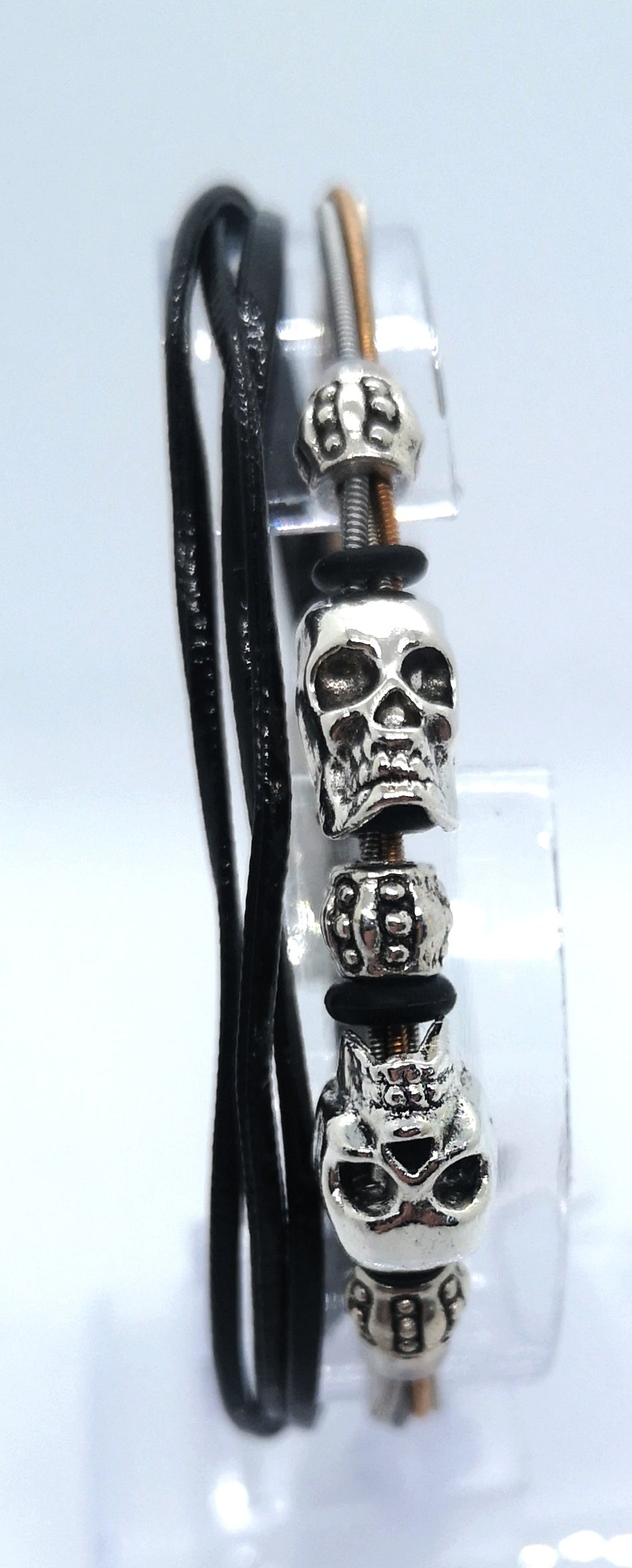 Twin Skull Guitar String Bracelet