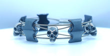 Load image into Gallery viewer, Skull And Batwing Tile Guitar String Bracelet
